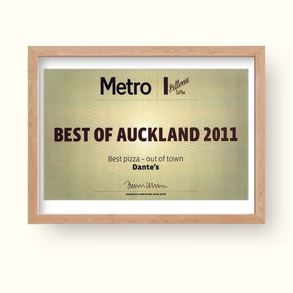 Best Pizzeria in Auckland (Metro Magazine) 2011