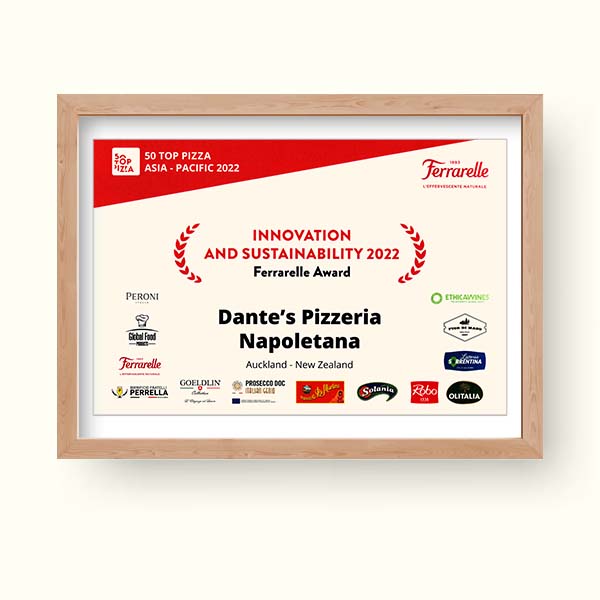 Winner Innovation and Sustainability in Asia Pacific, 50 Top Pizza 2022