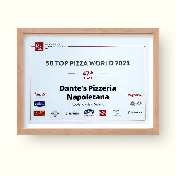 Dantes NZ 47th Top 100 Pizzerias in the World, 50 Top Pizza 2023